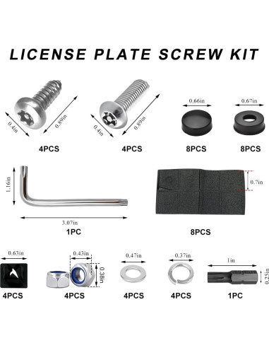 Kit de Tornillos Antirrobo MUQIDA para Placas de Licencia M6