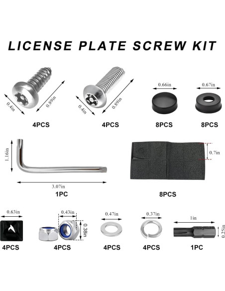 Kit de Tornillos Antirrobo MUQIDA para Placas de Licencia M6