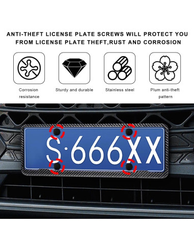 Kit de Tornillos Antirrobo MUQIDA para Placas de Licencia M6