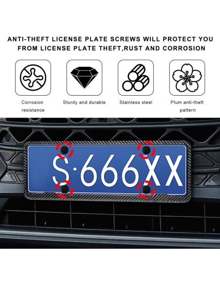 Kit de Tornillos Antirrobo MUQIDA para Placas de Licencia M6