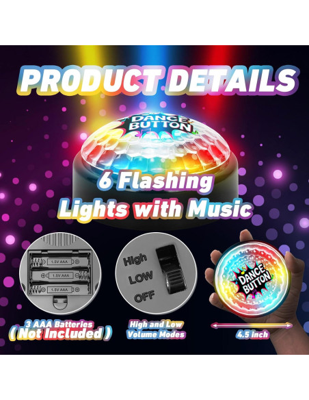 Botón de Baile Disco FACAJO con 5 Canciones y Luces LED