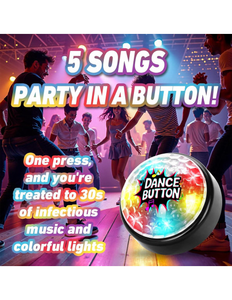 Botón de Baile Disco FACAJO con 5 Canciones y Luces LED