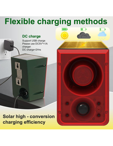 Alarma de Movimiento Solar YS-yalotrs con Sonido de Ladrido y Disparo