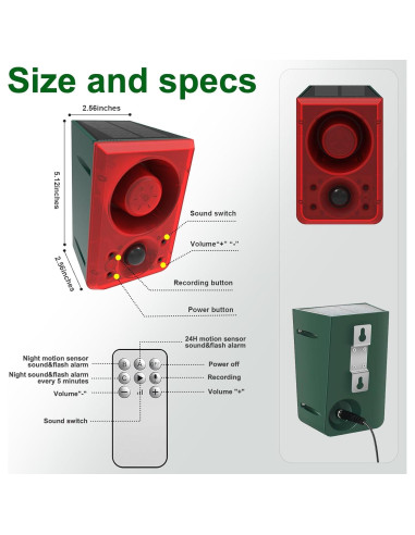 Alarma de Movimiento Solar YS-yalotrs con Sonido de Ladrido y Disparo
