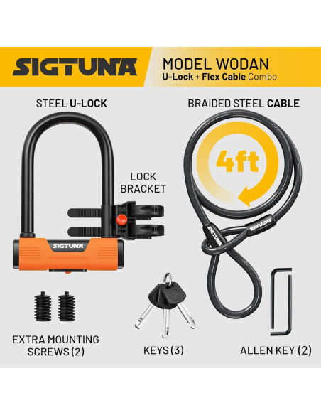 Candado U para Bicicleta Sigtuna 1.41 kg Resistente a Cortes