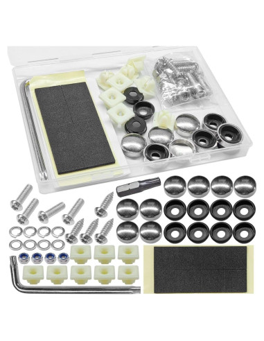 Kit de Tornillos de Placa de Licencia Antirrobo UHANBUT Plata