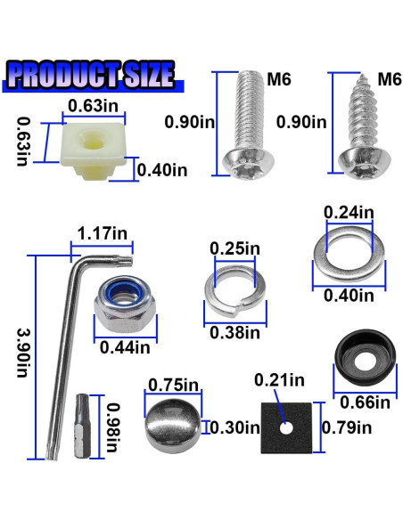 Kit de Tornillos de Placa de Licencia Antirrobo UHANBUT Plata