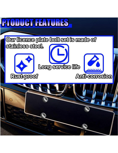 Kit de Tornillos de Placa de Licencia Antirrobo UHANBUT Plata