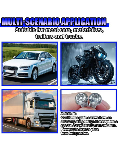 Kit de Tornillos de Placa de Licencia Antirrobo UHANBUT Plata