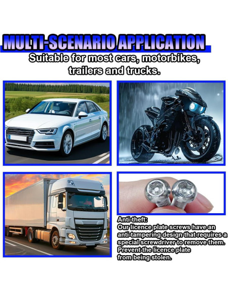 Kit de Tornillos de Placa de Licencia Antirrobo UHANBUT Plata