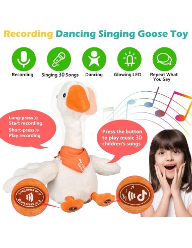 Ganso Hablante de Peluche Huitesiman 33 cm Repite y Canta
