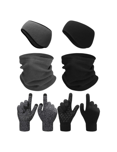 Conjunto de Invierno SATINIOR: 2 Bandas Calentadoras, 2 Gaiters y 2 Guantes Táctiles