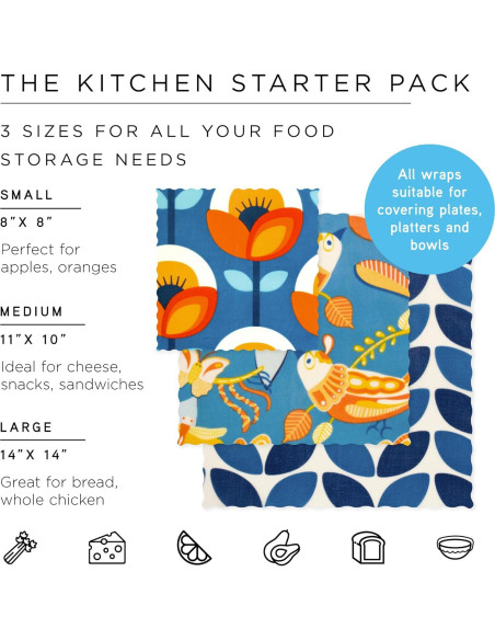 Envolturas de Cera de Abeja Honeybee - Paquete de 3 - Ecológicas