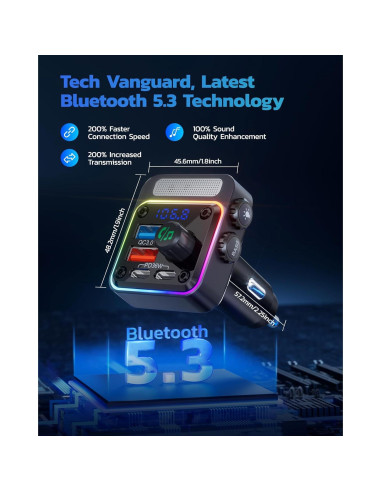 Cargador Bluetooth 5.3 Nulaxy BC91 54W 4 Puertos Coche