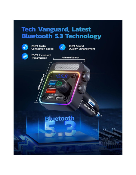 Cargador Bluetooth 5.3 Nulaxy BC91 54W 4 Puertos Coche