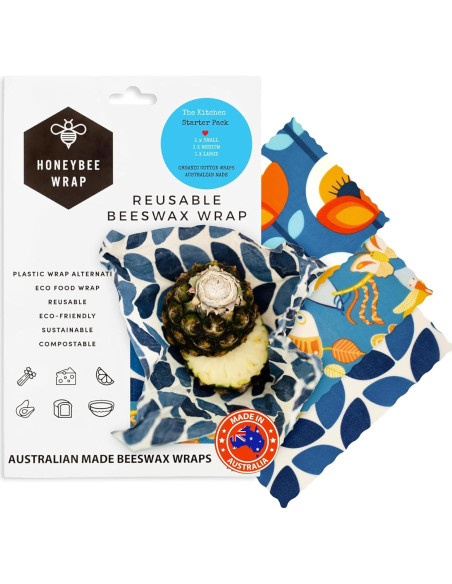 Envolturas de Cera de Abeja Honeybee - Paquete de 3 - Ecológicas