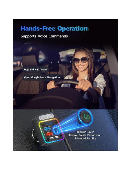 Cargador Bluetooth 5.3 Nulaxy BC91 54W 4 Puertos Coche