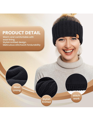 Diademas de Invierno para Mujeres - 3 Paquetes de Lana Tejida