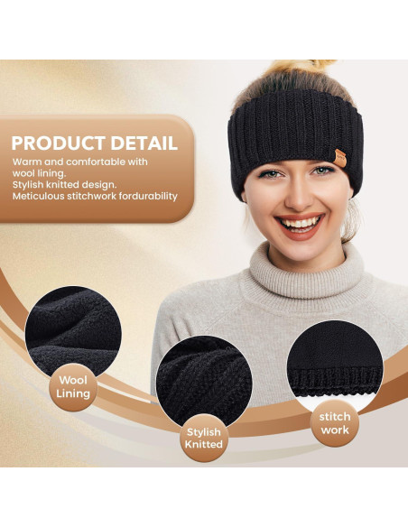 Diademas de Invierno para Mujeres - 3 Paquetes de Lana Tejida