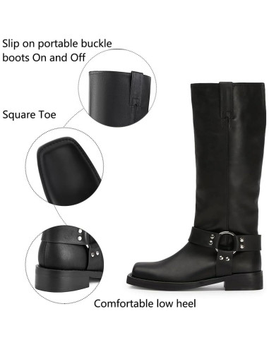 Botas Altas de Rodilla FIFSY para Mujeres - Punta Cuadrada