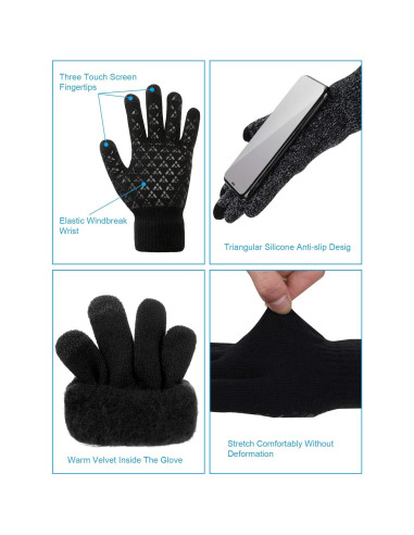 Conjunto de Invierno SATINIOR: 2 Bandas Calentadoras, 2 Gaiters y 2 Guantes Táctiles