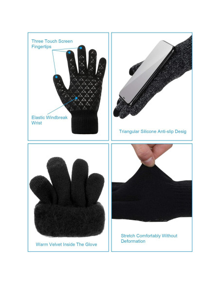 Conjunto de Invierno SATINIOR: 2 Bandas Calentadoras, 2 Gaiters y 2 Guantes Táctiles