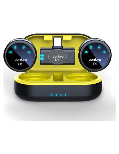 Micrófono Lavalier Inalámbrico Bonkyo S3 - Cancelación de Ruido, 20KHz