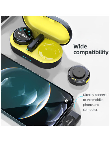 Micrófono Lavalier Inalámbrico Bonkyo S3 - Cancelación de Ruido, 20KHz