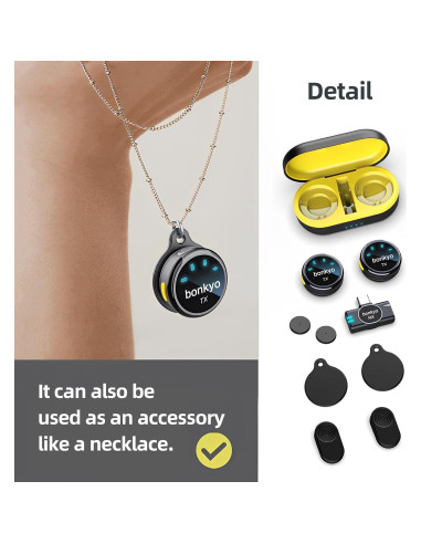 Micrófono Lavalier Inalámbrico Bonkyo S3 - Cancelación de Ruido, 20KHz