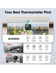 Termómetro Digital Acuario GODMISS con Pantalla LED y Alarma 2