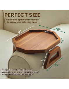 Bandeja de Brazo de Sofá Octagonal Tinamo - Madera Acacia 2