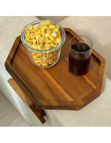 Bandeja de Brazo de Sofá Octagonal Tinamo - Madera Acacia