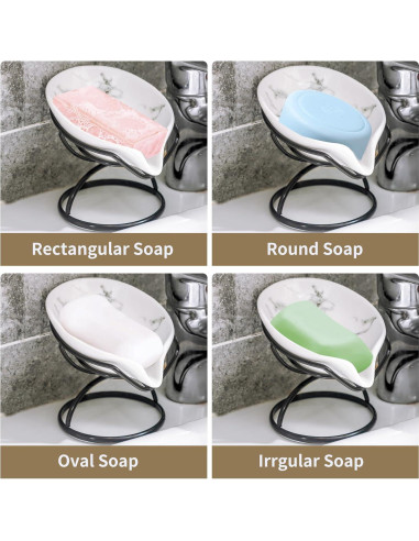 Plato de Jabón Dobbyby Cerámica Hoja Negro con Drenaje 13x10.5cm