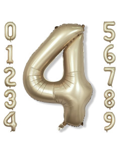 Globo de Número 4 Dorado Metálico 101,6 cm para Fiestas