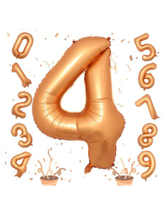 Globo de Número 4 Naranja 101,6 cm Aluminio Decoración