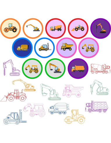 24 Sellos de Vehículos de Construcción Cinrobiye 3,81 cm