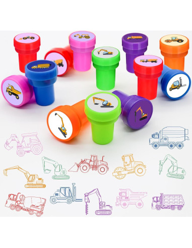 24 Sellos de Vehículos de Construcción Cinrobiye 3,81 cm