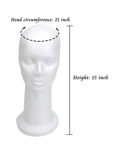 Cabeza de Maniquí de Espuma BHD BEAUTY 38.1 cm Blanca