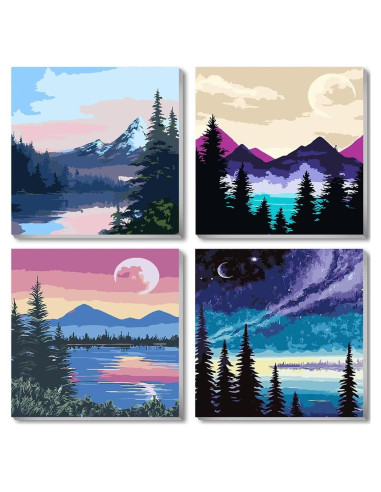 Kit de Pintura por Números Genérico 4 Lienzos 20x20 cm