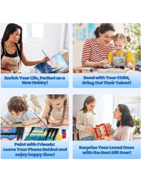 Kit de Pintura por Números Genérico 4 Lienzos 20x20 cm