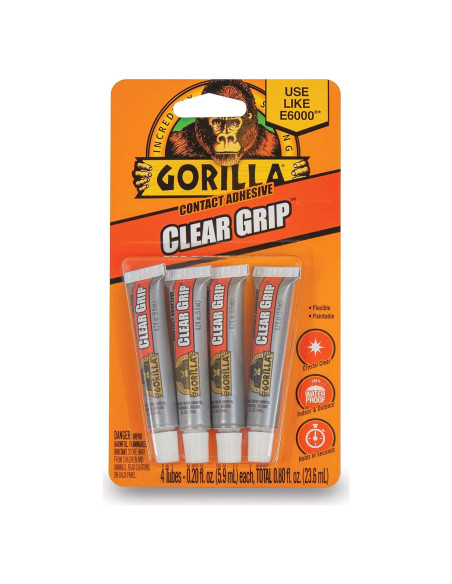 Adhesivo de contacto Gorilla Clear Grip 4 tubos 5.67 ml transparente