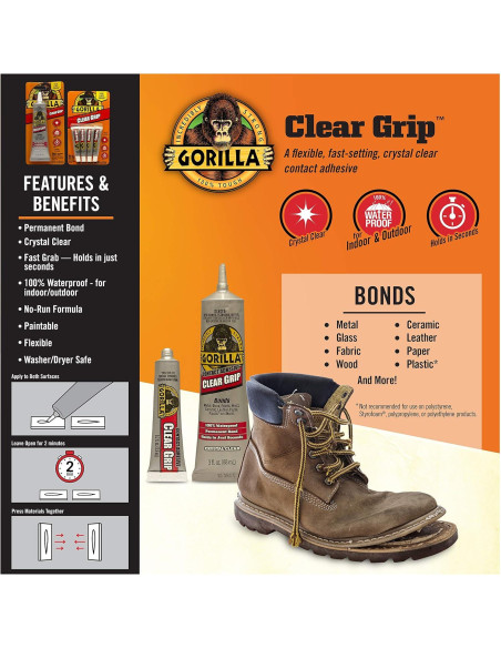 Adhesivo de contacto Gorilla Clear Grip 4 tubos 5.67 ml transparente