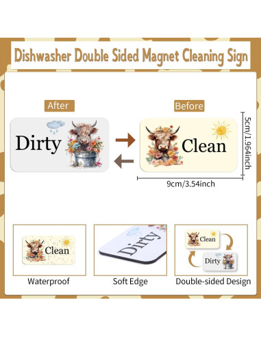 Imán de Lavavajillas Limpio Sucio Cosmisun Vaca 9x5 cm