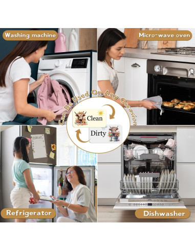 Imán de Lavavajillas Limpio Sucio Cosmisun Vaca 9x5 cm