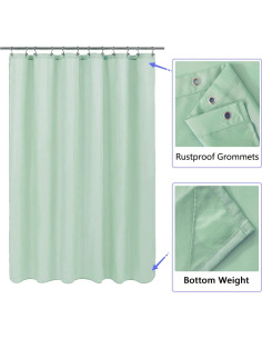 Cortina de Ducha LLSCL Verde Manzana Impermeable 182.88x182.88 cm 2