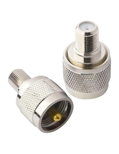 Adaptador Coaxial Boobrie UHF Macho a F Hembra 2-Pack