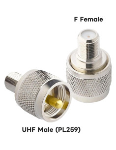 Adaptador Coaxial Boobrie UHF Macho a F Hembra 2-Pack 2