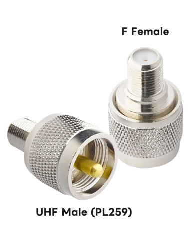 Adaptador Coaxial Boobrie UHF Macho a F Hembra 2-Pack