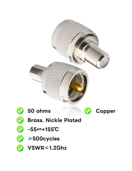 Adaptador Coaxial Boobrie UHF Macho a F Hembra 2-Pack