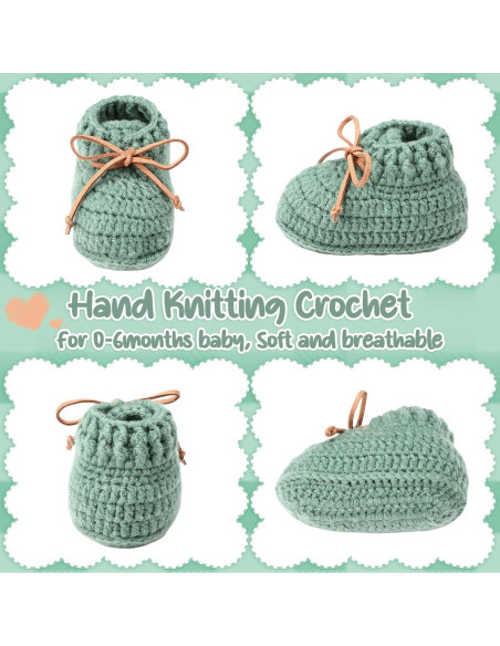 2 Pares de Botines de Bebé Jeere Algodón 0-6 Meses Blanco Verde